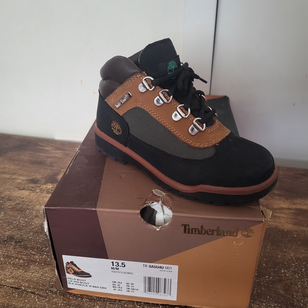 Timberland Kids Black and Tan Hiking Boots